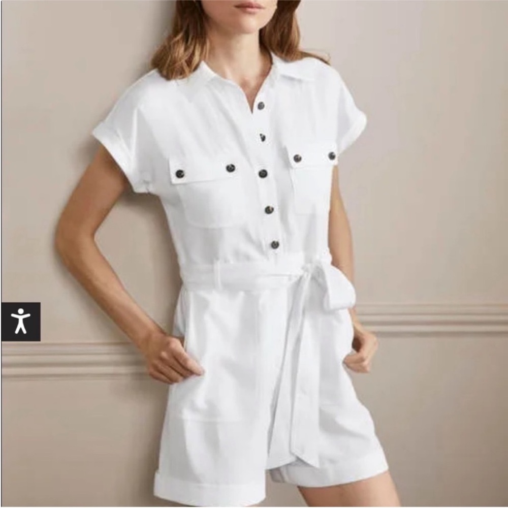 Boden White Short-Sleeve Utility Romper